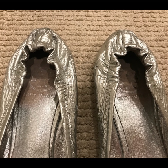 Tory Burch Shoes | Tory Burch Silver Reva Ballerina Flat | Poshmark